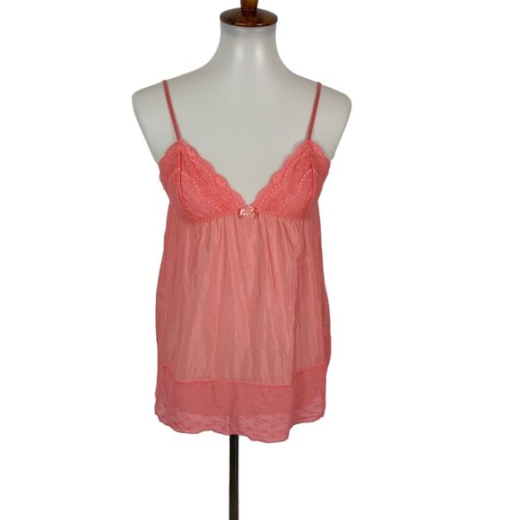 Victoria's Secret Tops - Victorias Secret Pink Sheer Lace Cami Tank Small Y2K Lingerie Aesthetic